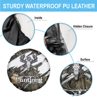 Deer Skull Hunting Spare Tire Cover Camo Forest Grunge Buck Skull Crossed Rifles Target
