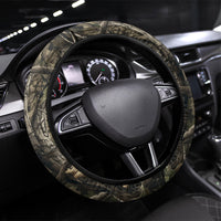 Deer Skull Hunting Steering Wheel Cover Camo Forest Grunge Buck Skull Crossed Rifles Target