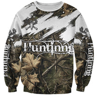 Deer Skull Hunting Sweatshirt Camo Forest Grunge Buck Skull Crossed Rifles Target