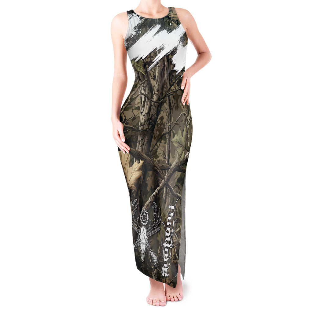 Deer Skull Hunting Tank Maxi Dress Camo Forest Grunge Buck Skull Crossed Rifles Target