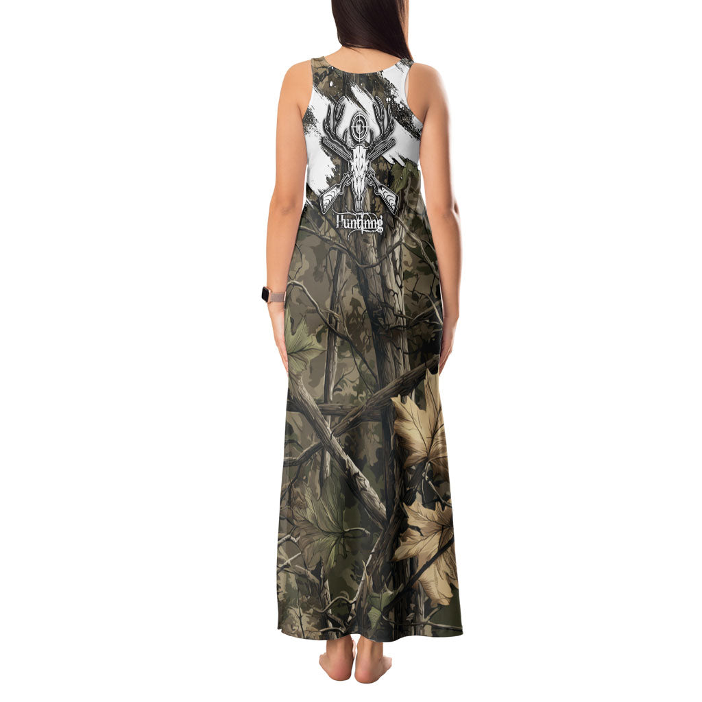 Deer Skull Hunting Tank Maxi Dress Camo Forest Grunge Buck Skull Crossed Rifles Target