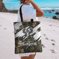Deer Skull Hunting Tote Bag Camo Forest Grunge Buck Skull Crossed Rifles Target