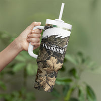 Deer Skull Hunting Tumbler With Handle Camo Forest Grunge Buck Skull Crossed Rifles Target