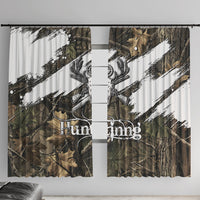 Deer Skull Hunting Window Curtain Camo Forest Grunge Buck Skull Crossed Rifles Target