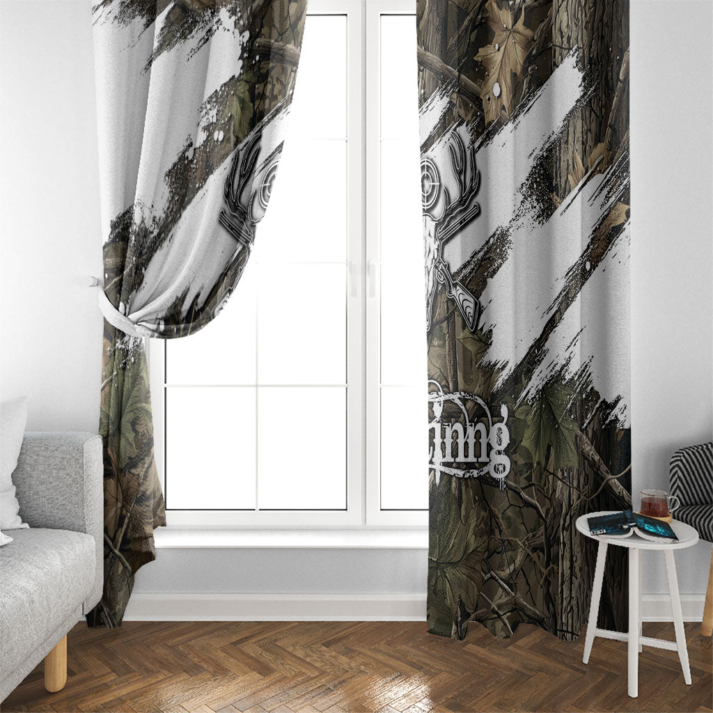 Deer Skull Hunting Window Curtain Camo Forest Grunge Buck Skull Crossed Rifles Target