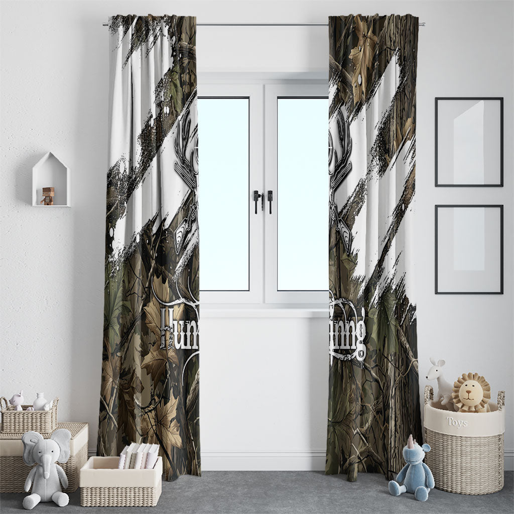 Deer Skull Hunting Window Curtain Camo Forest Grunge Buck Skull Crossed Rifles Target