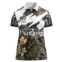 Deer Skull Hunting Women Polo Shirt Camo Forest Grunge Buck Skull Crossed Rifles Target