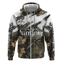 Deer Skull Hunting Zip Hoodie Camo Forest Grunge Buck Skull Crossed Rifles Target