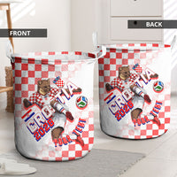 Personalized Croatia Soccer 2026 Laundry Basket Funa Zlatica Football Mascot - Sahovnica Croatian Checkerboard