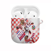 Personalized Croatia Soccer 2026 AirPods Case Funa Zlatica Football Mascot - Sahovnica Croatian Checkerboard