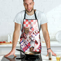 Personalized Croatia Soccer 2026 Apron Funa Zlatica Football Mascot - Sahovnica Croatian Checkerboard