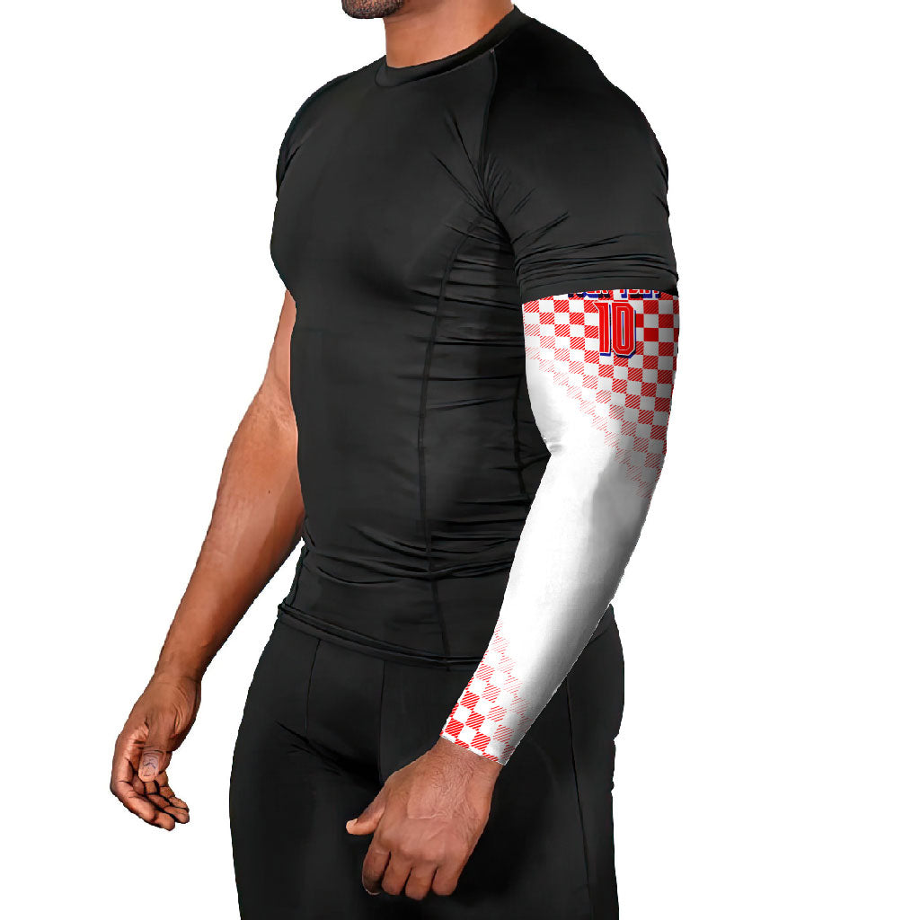 Personalized Croatia Soccer 2026 Arm Sleeves Funa Zlatica Football Mascot - Sahovnica Croatian Checkerboard