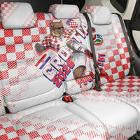 Personalized Croatia Soccer 2026 Back Car Seat Cover Funa Zlatica Football Mascot - Sahovnica Croatian Checkerboard