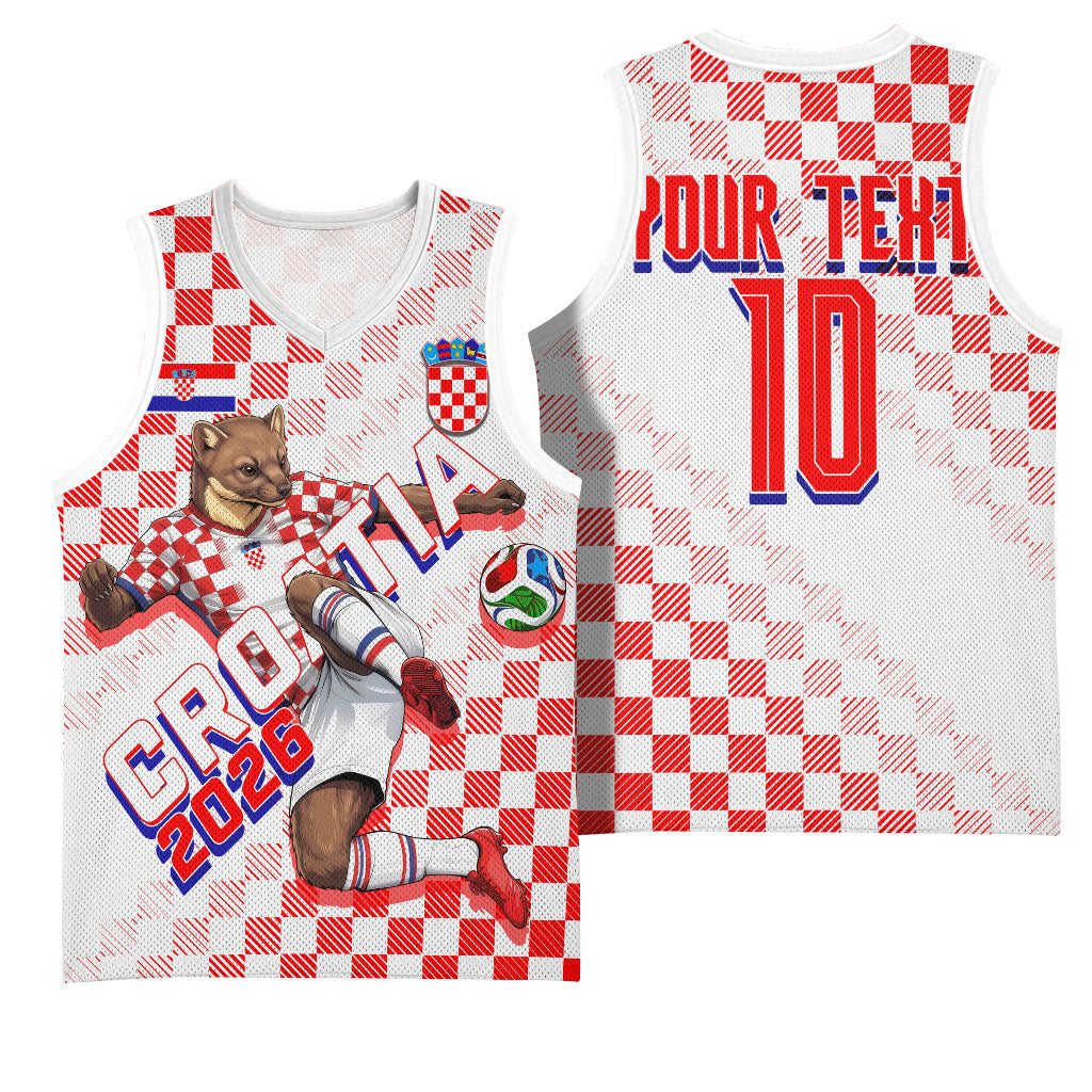Personalized Croatia Soccer 2026 Basketball Jersey Funa Zlatica Football Mascot - Sahovnica Croatian Checkerboard