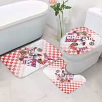 Personalized Croatia Soccer 2026 Bathroom Set Funa Zlatica Football Mascot - Sahovnica Croatian Checkerboard