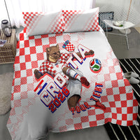 Personalized Croatia Soccer 2026 Bedding Set Funa Zlatica Football Mascot - Sahovnica Croatian Checkerboard