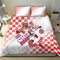 Personalized Croatia Soccer 2026 Bedding Set Funa Zlatica Football Mascot - Sahovnica Croatian Checkerboard