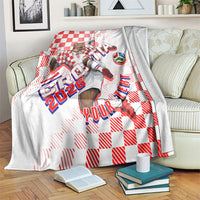 Personalized Croatia Soccer 2026 Blanket Funa Zlatica Football Mascot - Sahovnica Croatian Checkerboard