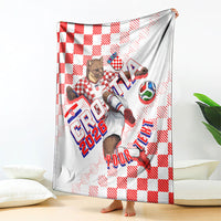 Personalized Croatia Soccer 2026 Blanket Funa Zlatica Football Mascot - Sahovnica Croatian Checkerboard