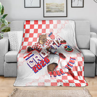 Personalized Croatia Soccer 2026 Blanket Funa Zlatica Football Mascot - Sahovnica Croatian Checkerboard