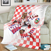 Personalized Croatia Soccer 2026 Blanket Funa Zlatica Football Mascot - Sahovnica Croatian Checkerboard