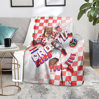 Personalized Croatia Soccer 2026 Blanket Funa Zlatica Football Mascot - Sahovnica Croatian Checkerboard