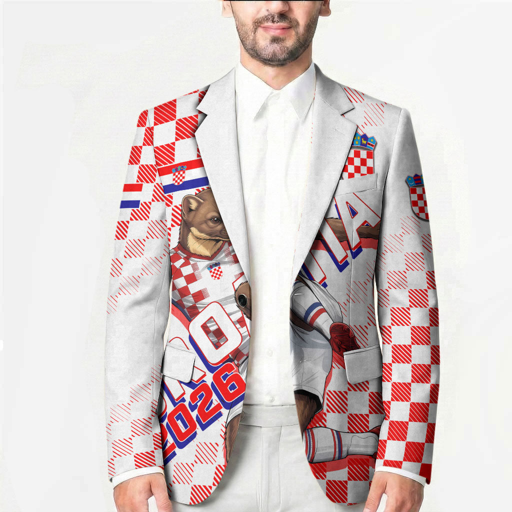 Personalized Croatia Soccer 2026 Blazer Funa Zlatica Football Mascot - Sahovnica Croatian Checkerboard