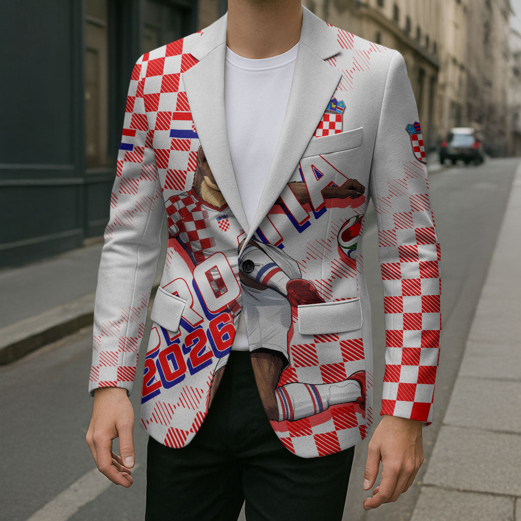Personalized Croatia Soccer 2026 Blazer Funa Zlatica Football Mascot - Sahovnica Croatian Checkerboard