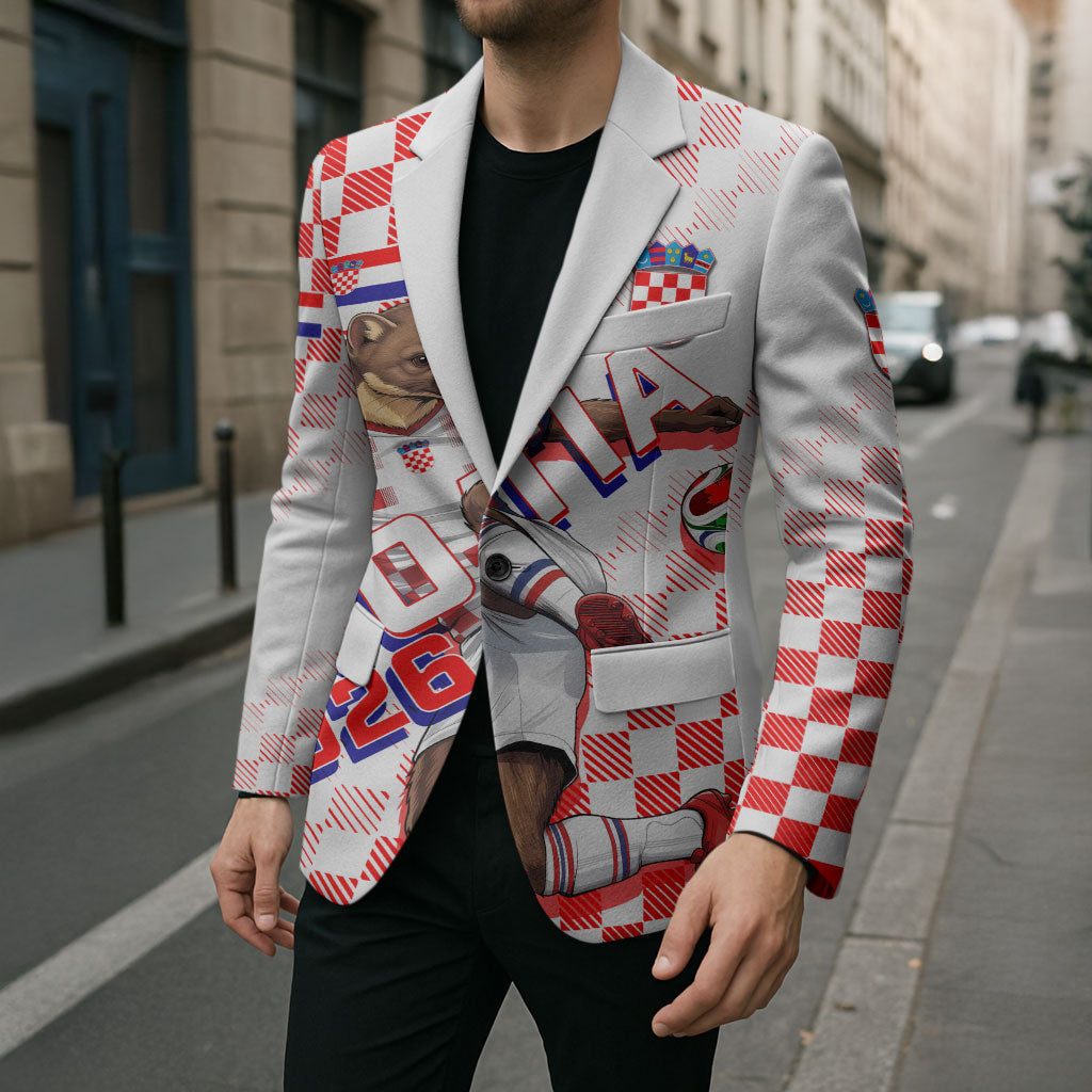 Personalized Croatia Soccer 2026 Blazer Funa Zlatica Football Mascot - Sahovnica Croatian Checkerboard