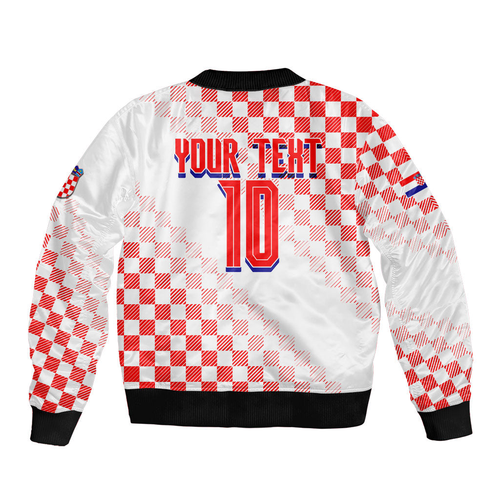 Personalized Croatia Soccer 2026 Bomber Jacket Funa Zlatica Football Mascot - Sahovnica Croatian Checkerboard