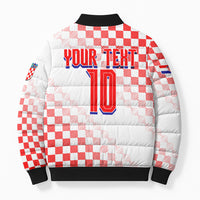 Personalized Croatia Soccer 2026 Bomber Puffer Jacket Funa Zlatica Football Mascot - Sahovnica Croatian Checkerboard