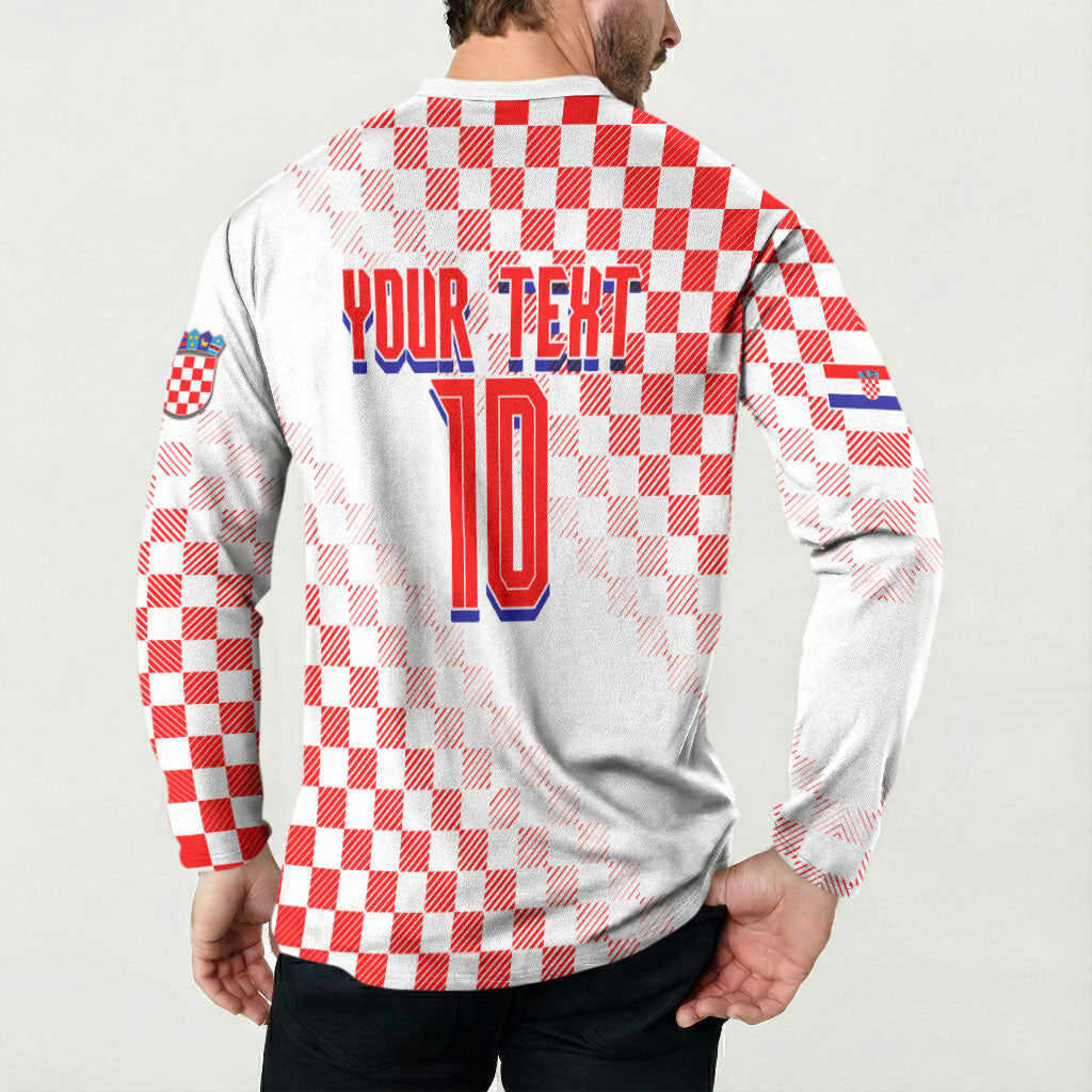Personalized Croatia Soccer 2026 Button Sweatshirt Funa Zlatica Football Mascot - Sahovnica Croatian Checkerboard