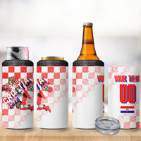 Personalized Croatia Soccer 2026 4 in 1 Can Cooler Tumbler Funa Zlatica Football Mascot - Sahovnica Croatian Checkerboard
