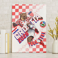 Personalized Croatia Soccer 2026 Canvas Wall Art Funa Zlatica Football Mascot - Sahovnica Croatian Checkerboard