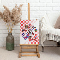 Personalized Croatia Soccer 2026 Canvas Wall Art Funa Zlatica Football Mascot - Sahovnica Croatian Checkerboard