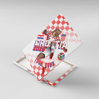 Personalized Croatia Soccer 2026 Canvas Wall Art Funa Zlatica Football Mascot - Sahovnica Croatian Checkerboard
