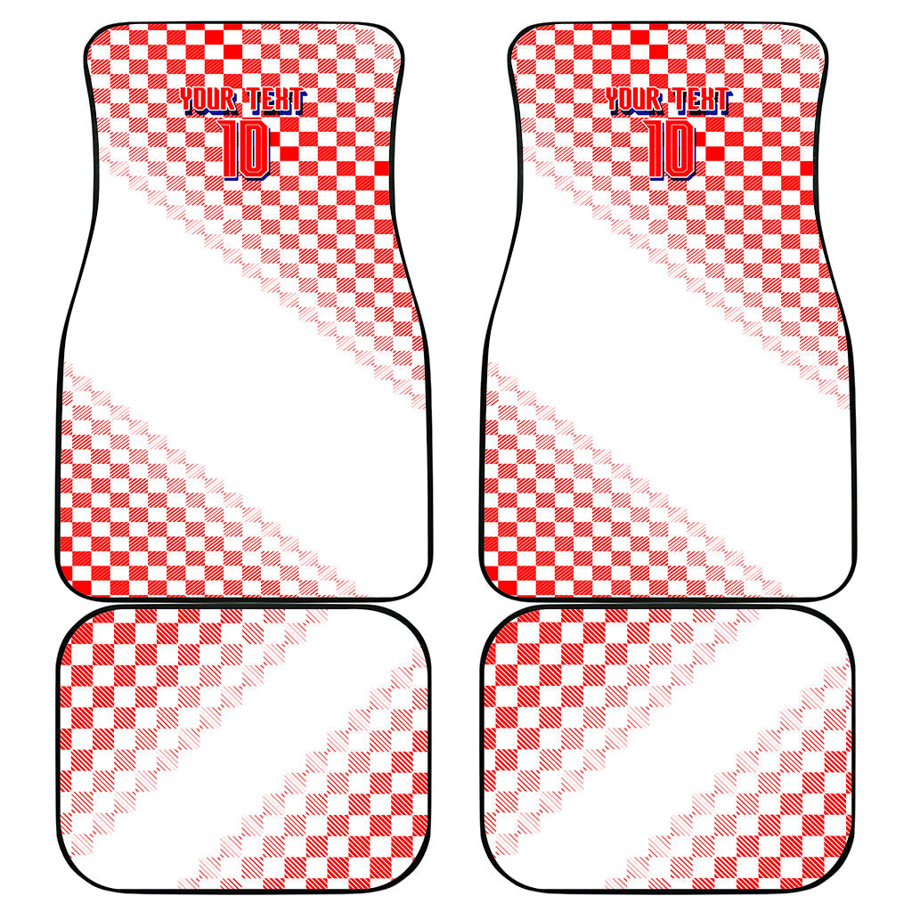 Personalized Croatia Soccer 2026 Car Mats Funa Zlatica Football Mascot - Sahovnica Croatian Checkerboard