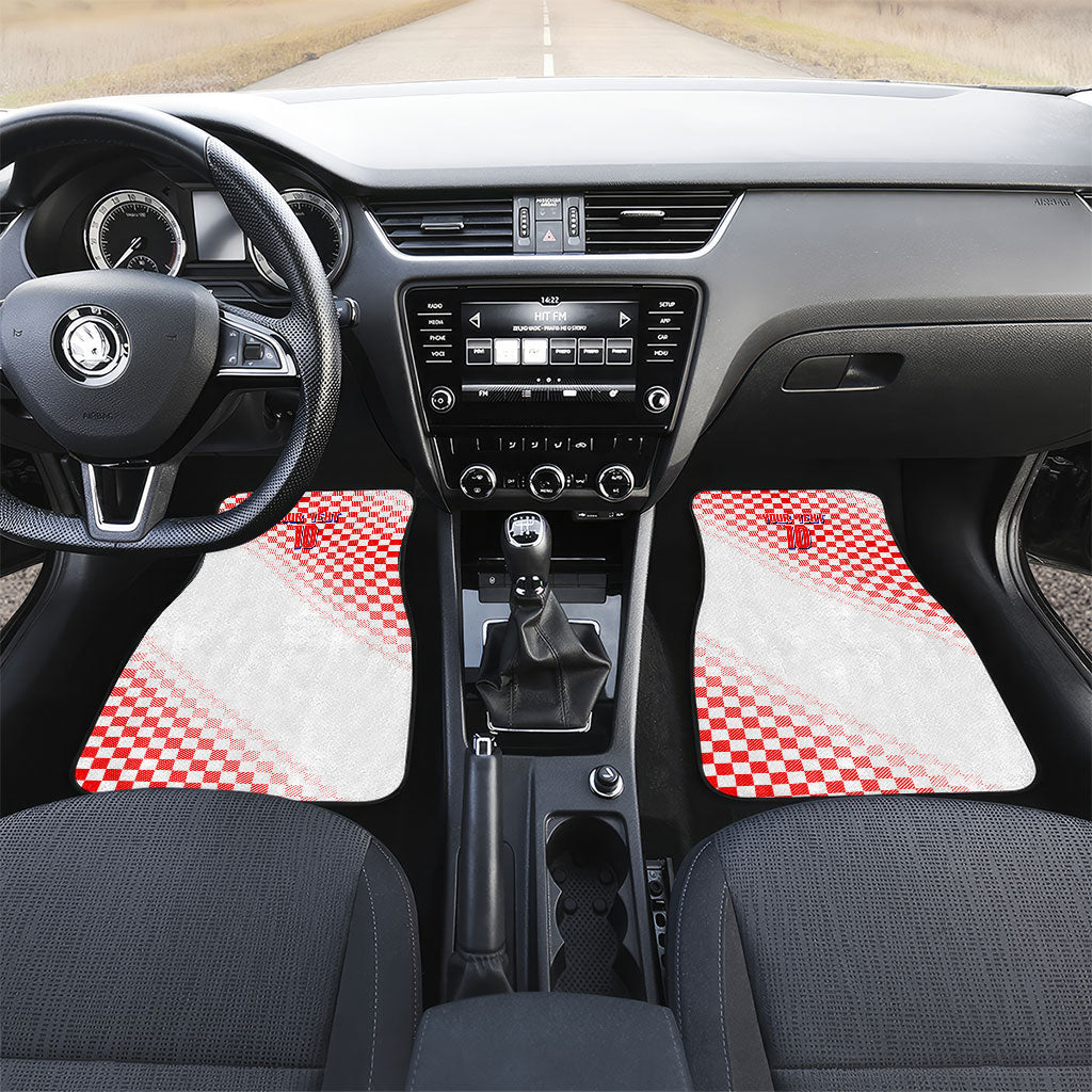 Personalized Croatia Soccer 2026 Car Mats Funa Zlatica Football Mascot - Sahovnica Croatian Checkerboard