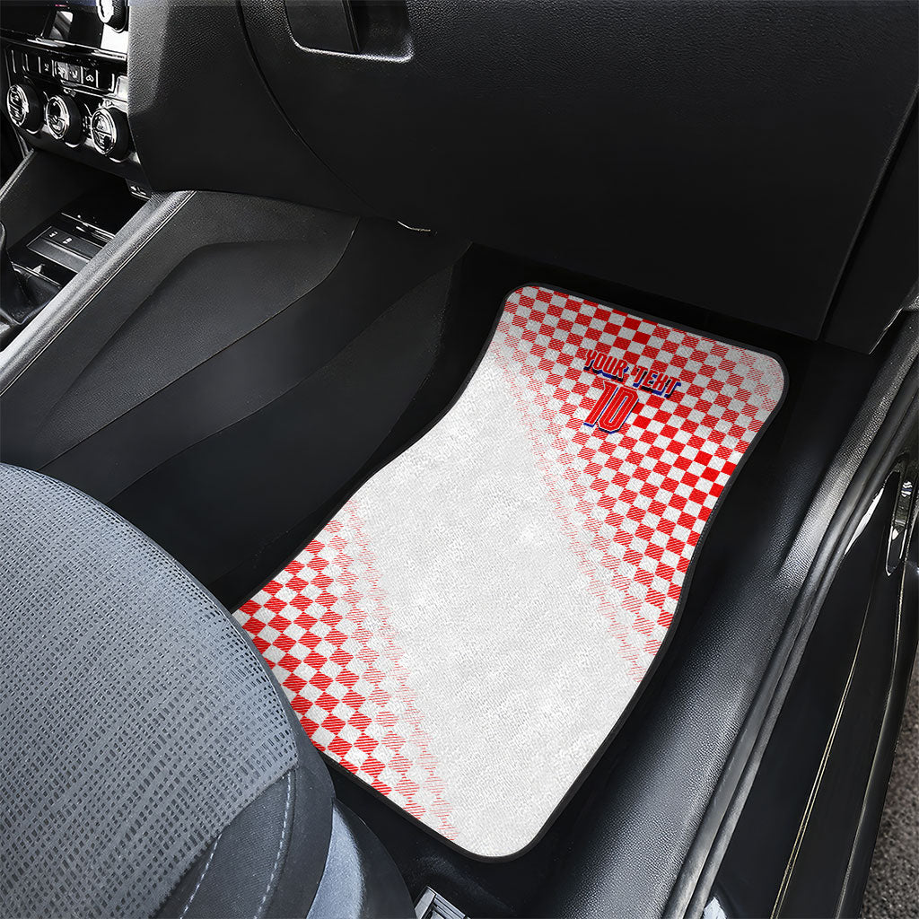 Personalized Croatia Soccer 2026 Car Mats Funa Zlatica Football Mascot - Sahovnica Croatian Checkerboard