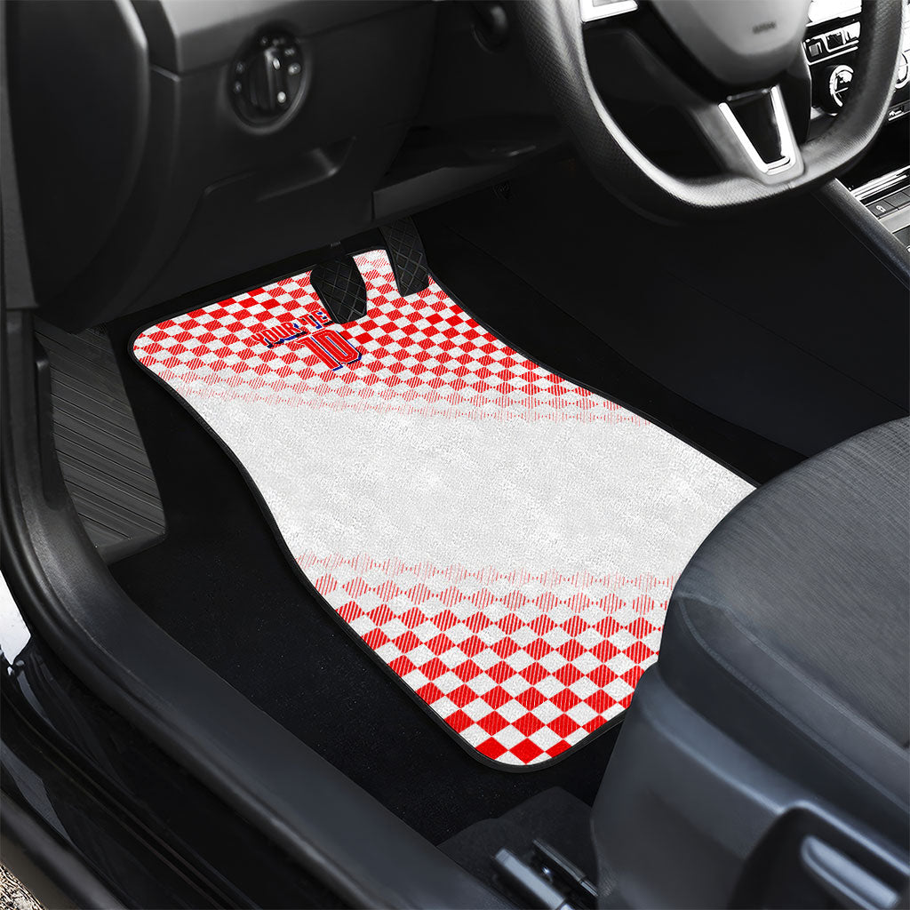 Personalized Croatia Soccer 2026 Car Mats Funa Zlatica Football Mascot - Sahovnica Croatian Checkerboard