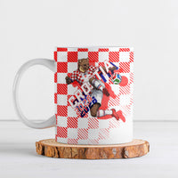 Personalized Croatia Soccer 2026 Ceramic Mug Funa Zlatica Football Mascot - Sahovnica Croatian Checkerboard