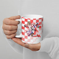 Personalized Croatia Soccer 2026 Ceramic Mug Funa Zlatica Football Mascot - Sahovnica Croatian Checkerboard
