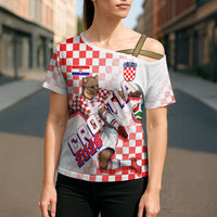 Personalized Croatia Soccer 2026 Cross Shoulder Shirt Funa Zlatica Football Mascot - Sahovnica Croatian Checkerboard