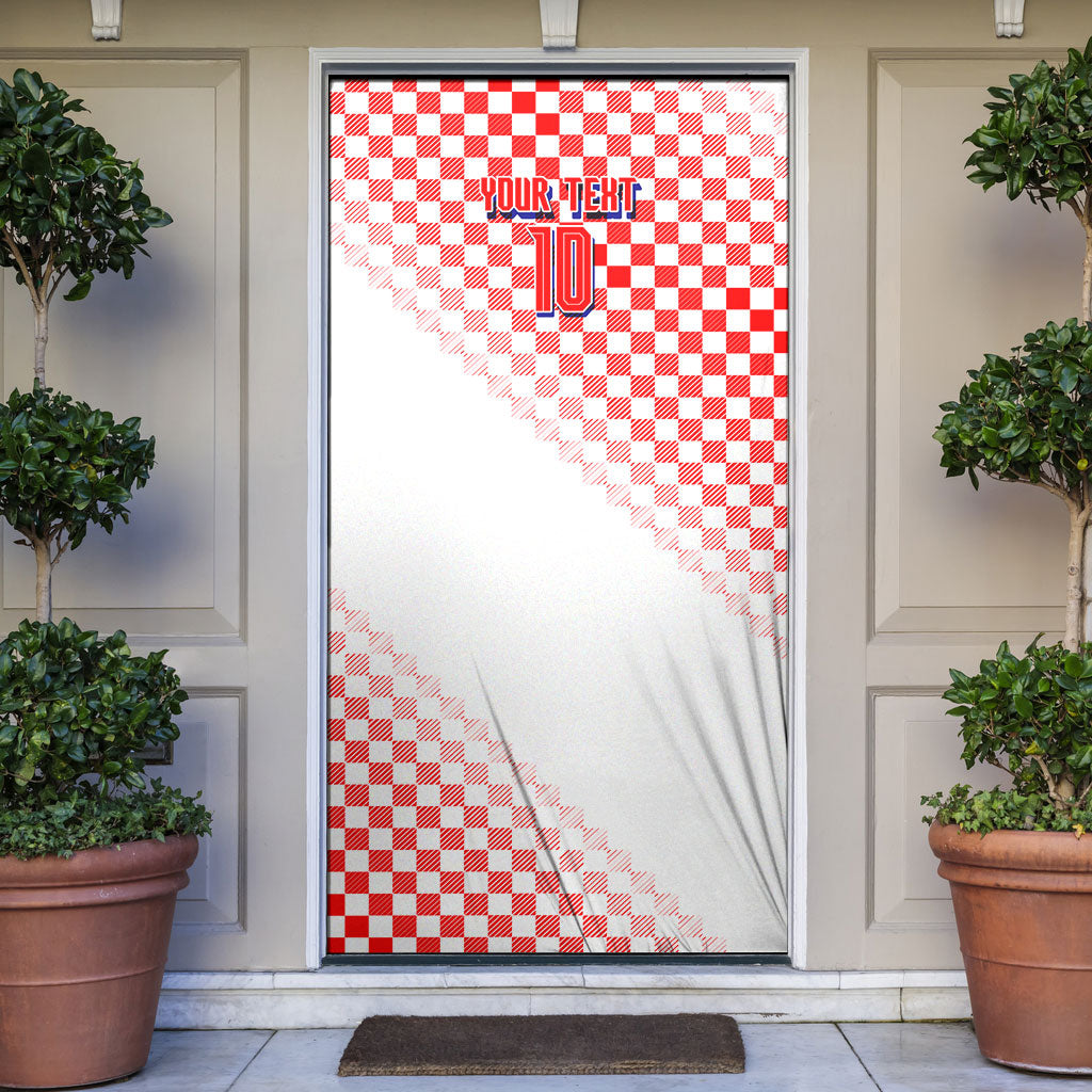 Personalized Croatia Soccer 2026 Door Cover Funa Zlatica Football Mascot - Sahovnica Croatian Checkerboard