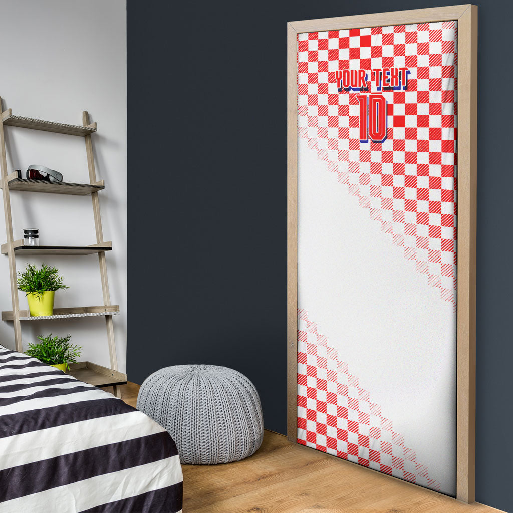 Personalized Croatia Soccer 2026 Door Cover Funa Zlatica Football Mascot - Sahovnica Croatian Checkerboard