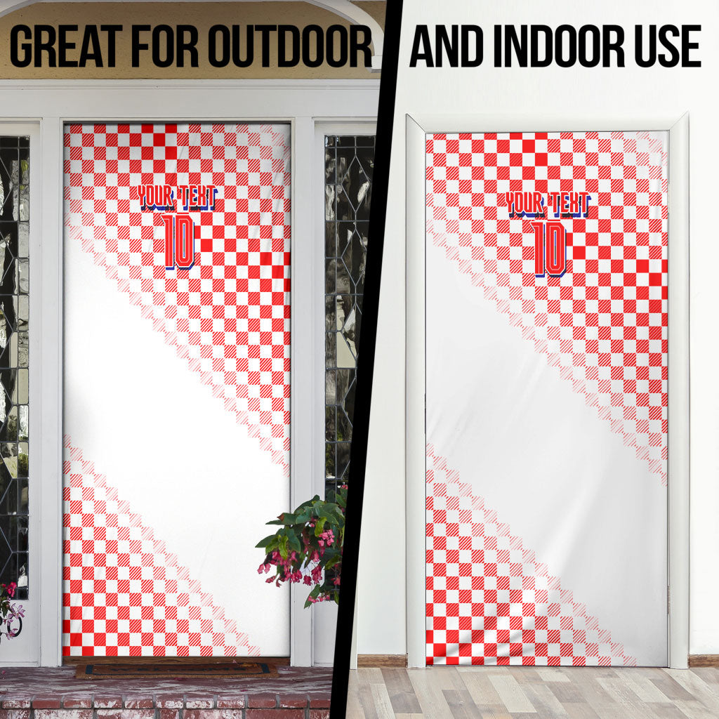 Personalized Croatia Soccer 2026 Door Cover Funa Zlatica Football Mascot - Sahovnica Croatian Checkerboard