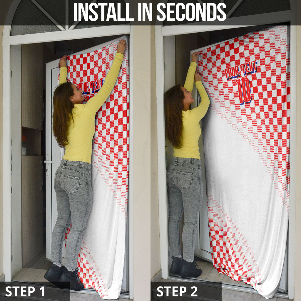 Personalized Croatia Soccer 2026 Door Cover Funa Zlatica Football Mascot - Sahovnica Croatian Checkerboard
