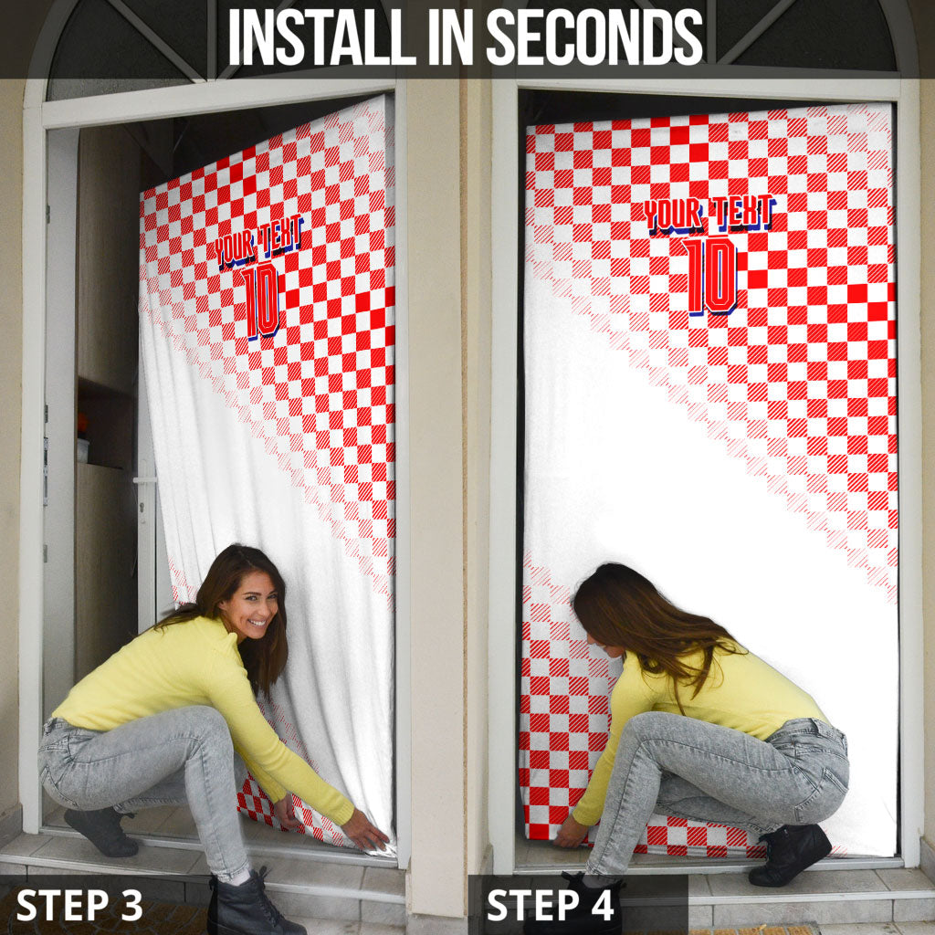 Personalized Croatia Soccer 2026 Door Cover Funa Zlatica Football Mascot - Sahovnica Croatian Checkerboard