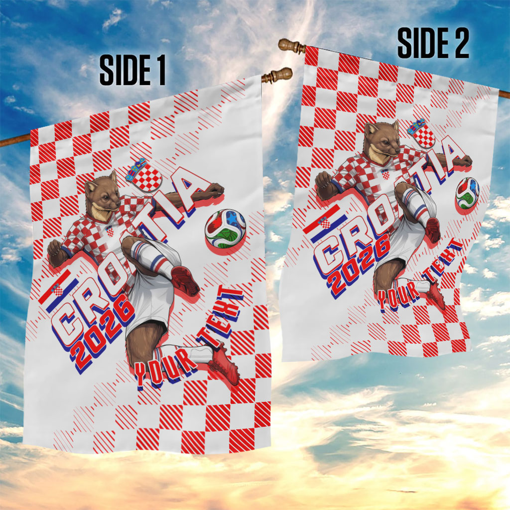 Personalized Croatia Soccer 2026 Garden Flag Funa Zlatica Football Mascot - Sahovnica Croatian Checkerboard