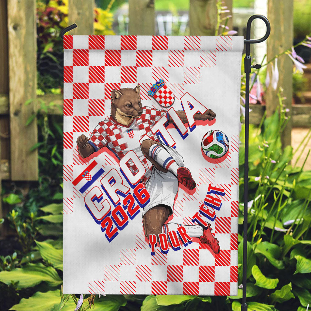 Personalized Croatia Soccer 2026 Garden Flag Funa Zlatica Football Mascot - Sahovnica Croatian Checkerboard